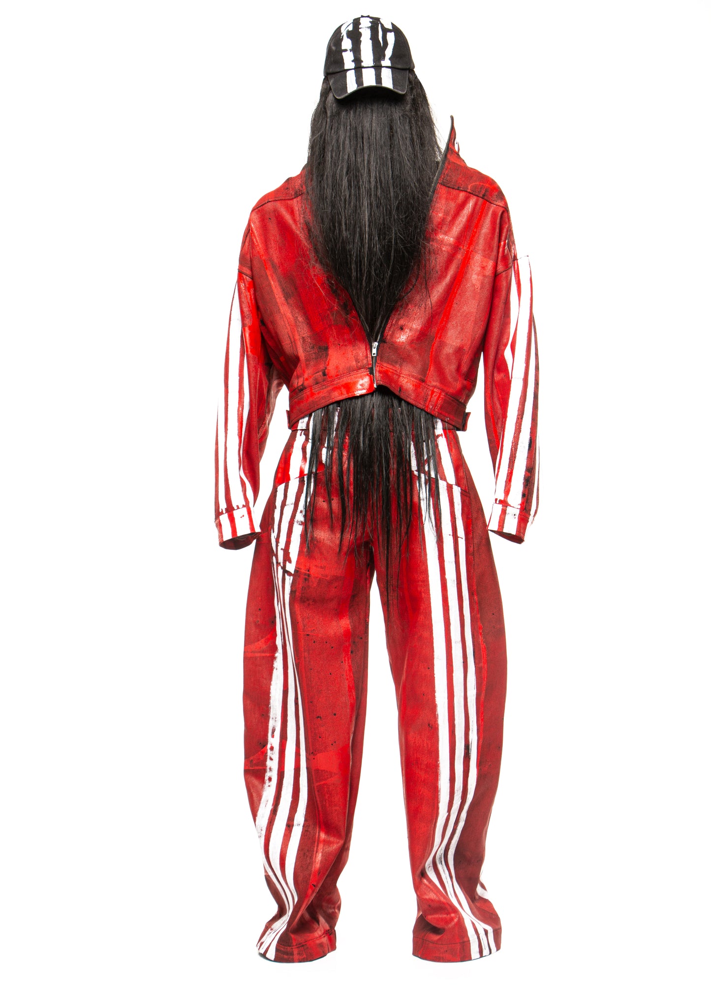 WHITE STRIPES WAXED RED JACKET