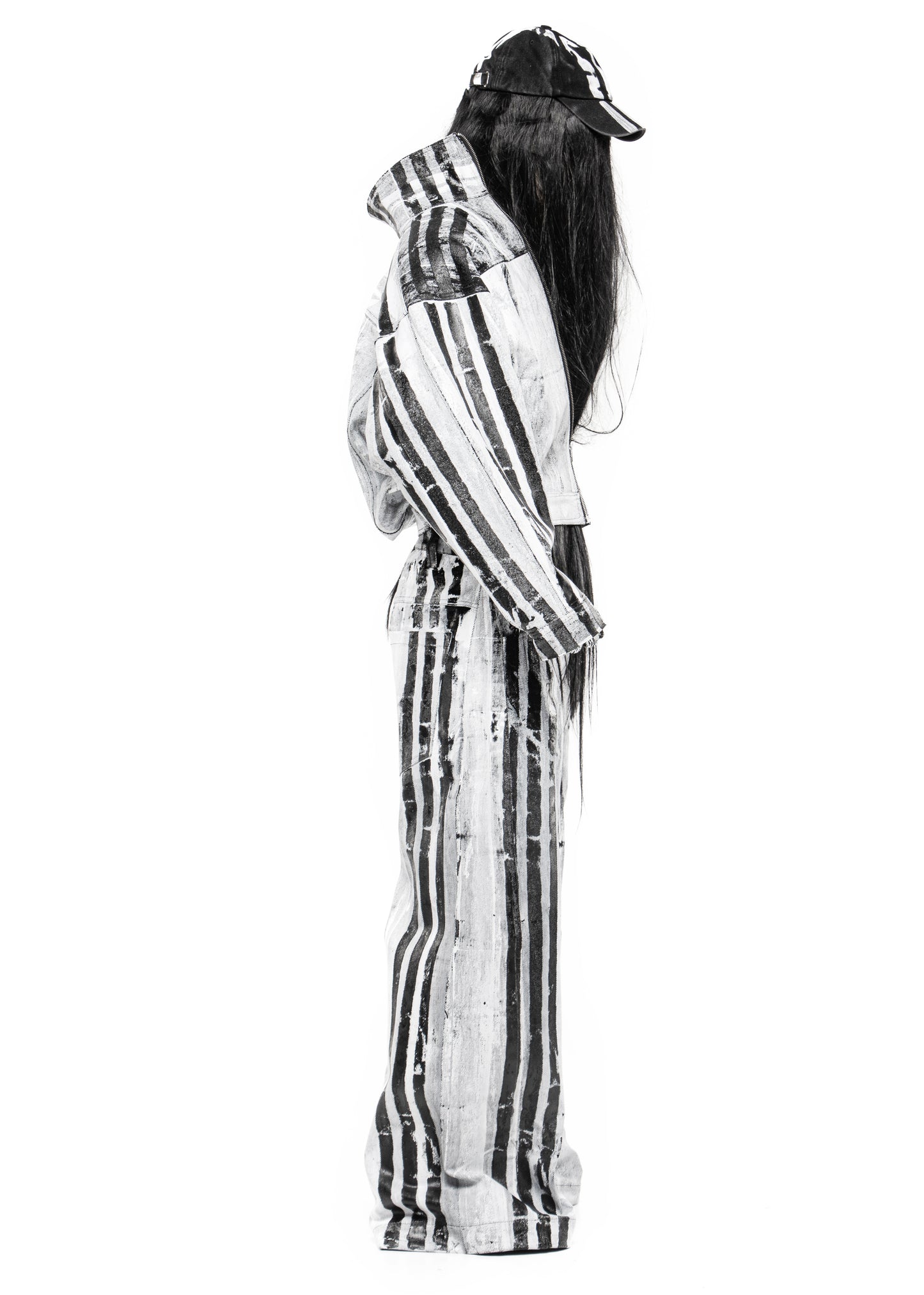 STRIPES WAXED WHITE JACKET