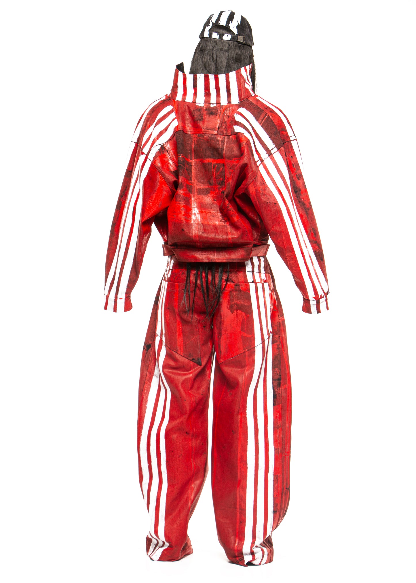 WHITE STRIPES WAXED RED JACKET