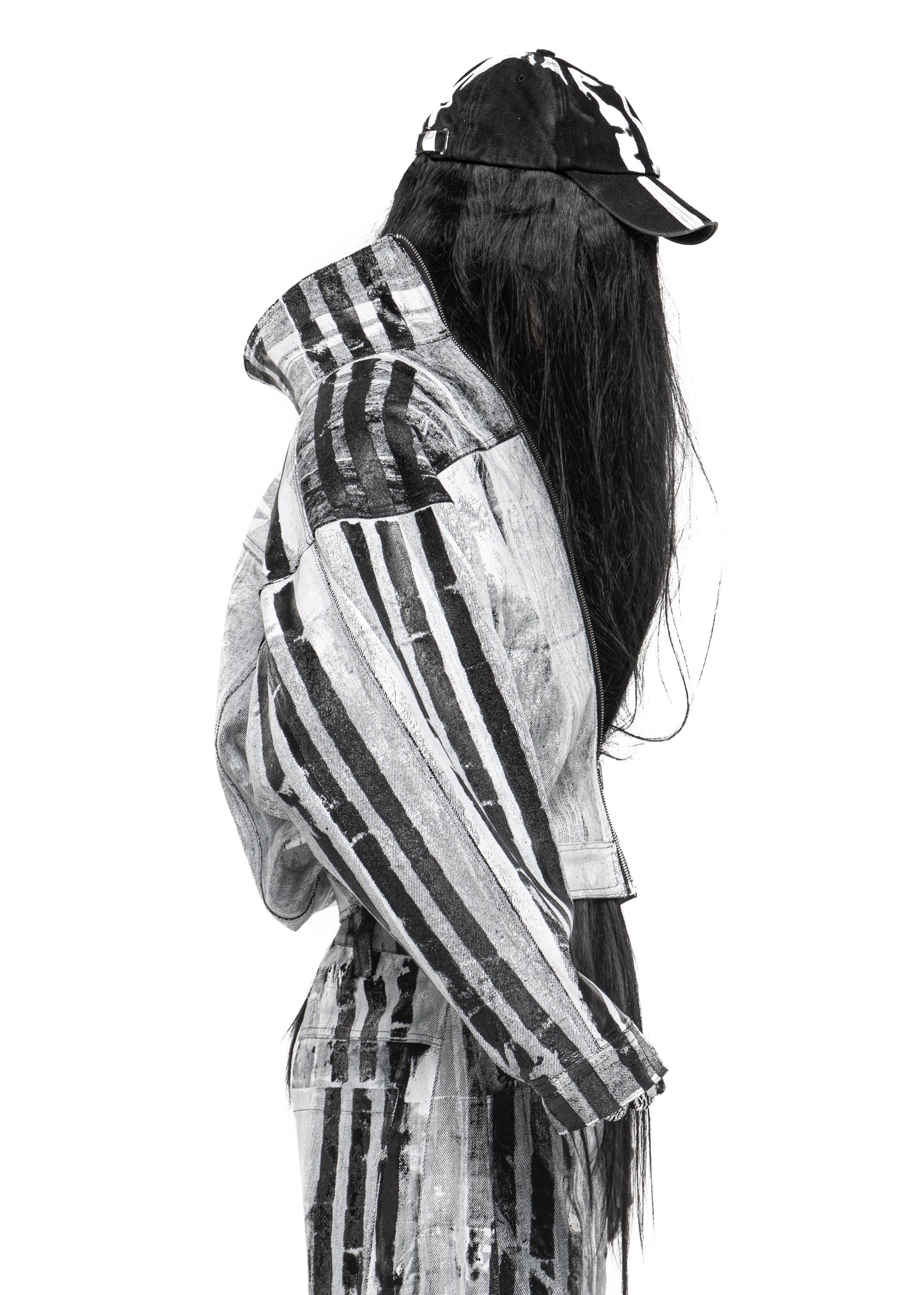 STRIPES WAXED WHITE JACKET