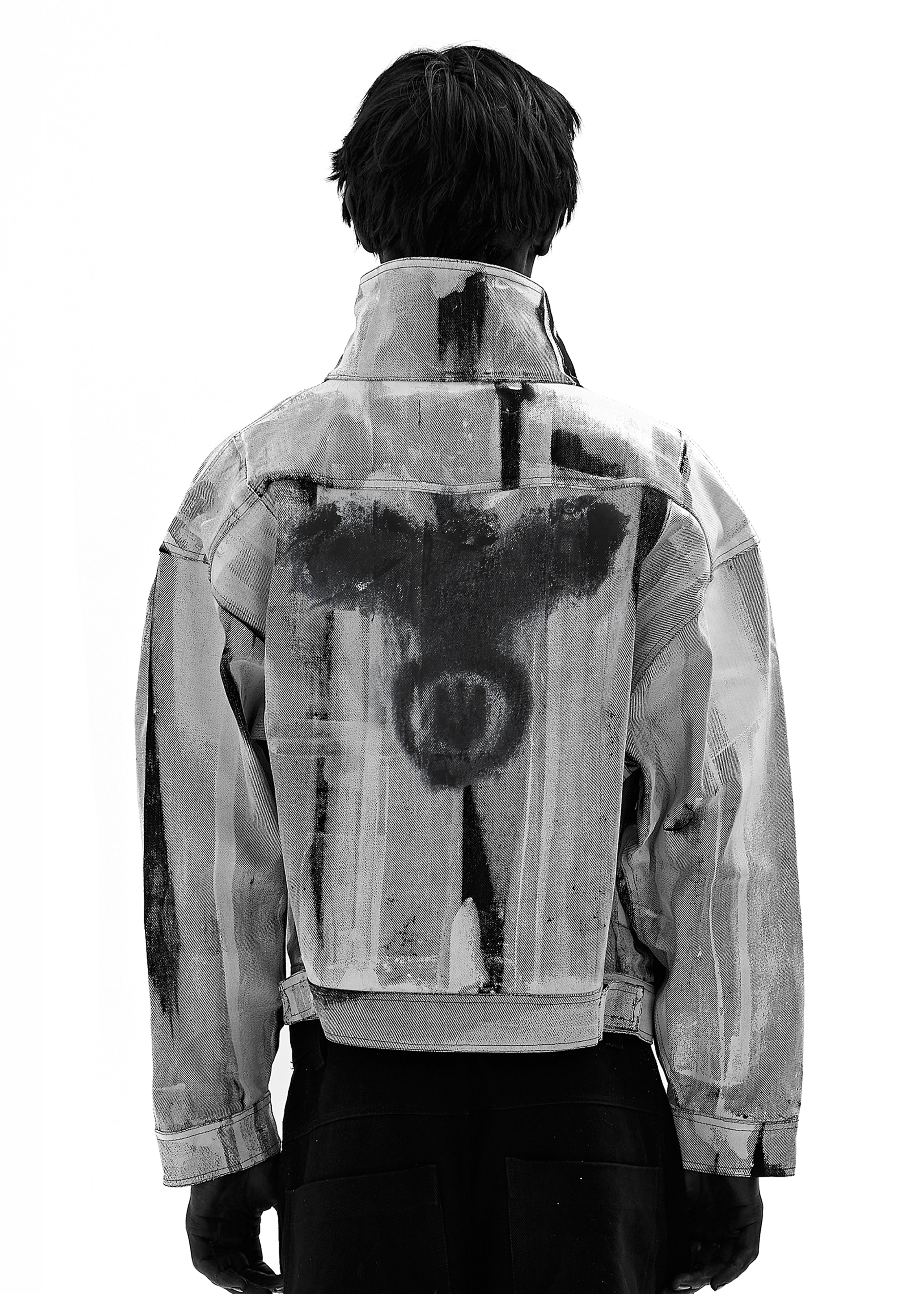 Waxed White Cropped Denim Jacket — Wax Finish, Heavy Cotton | PLA4