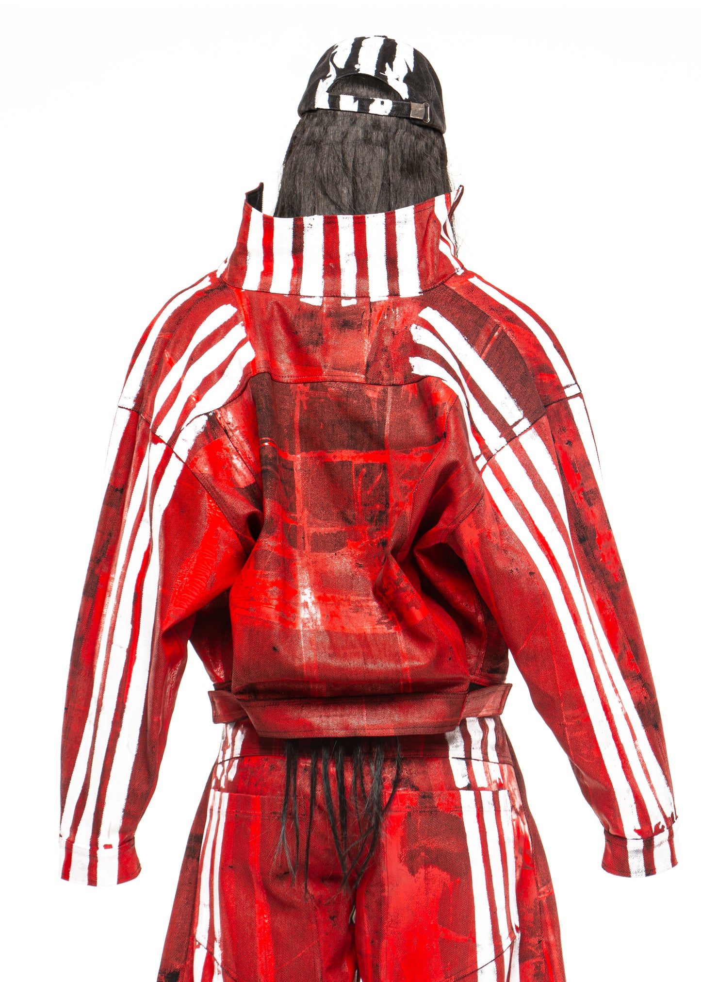 WHITE STRIPES WAXED RED JACKET