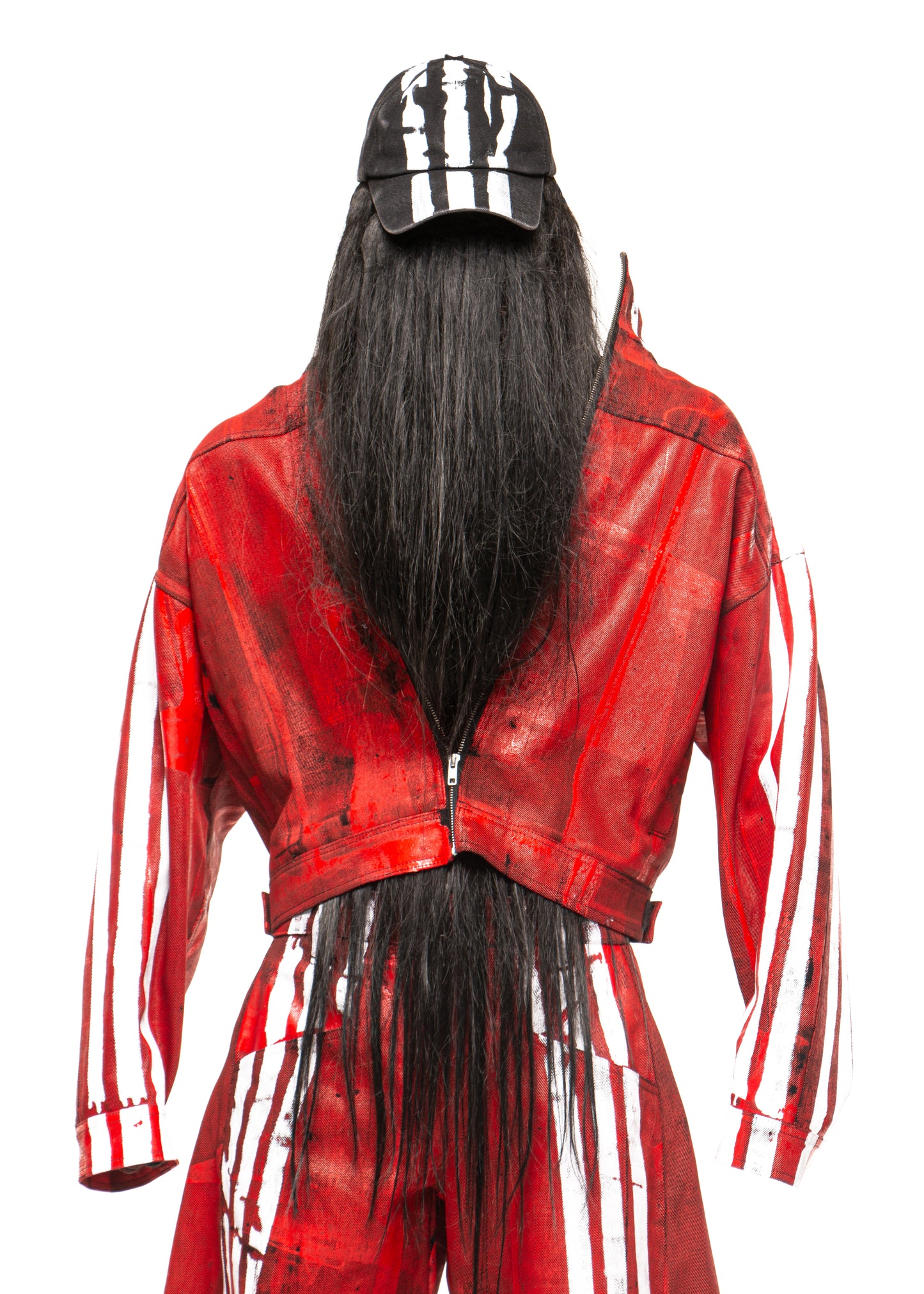 WHITE STRIPES WAXED RED JACKET