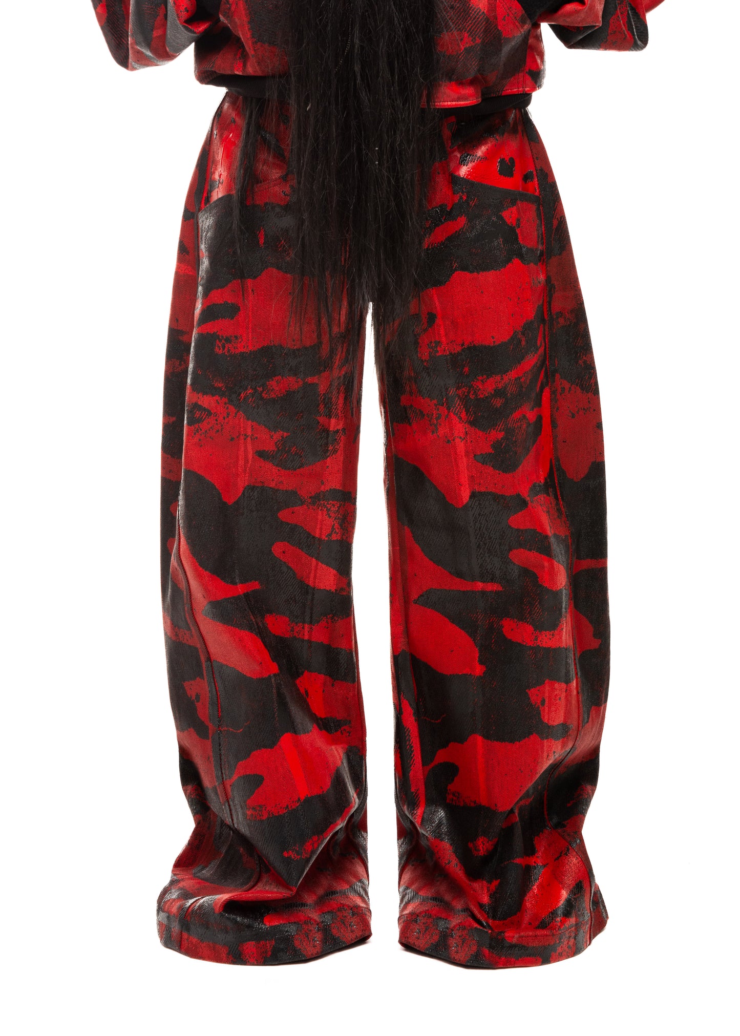 CAMO WAXED RED JEANS