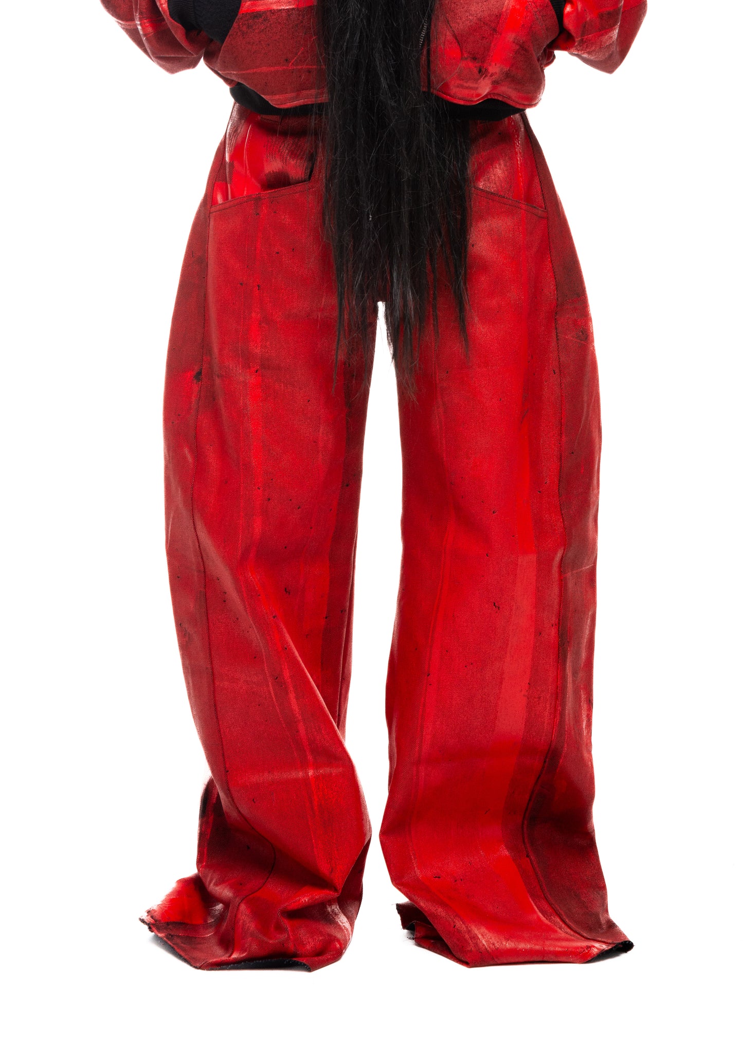 WAXED RED JEANS