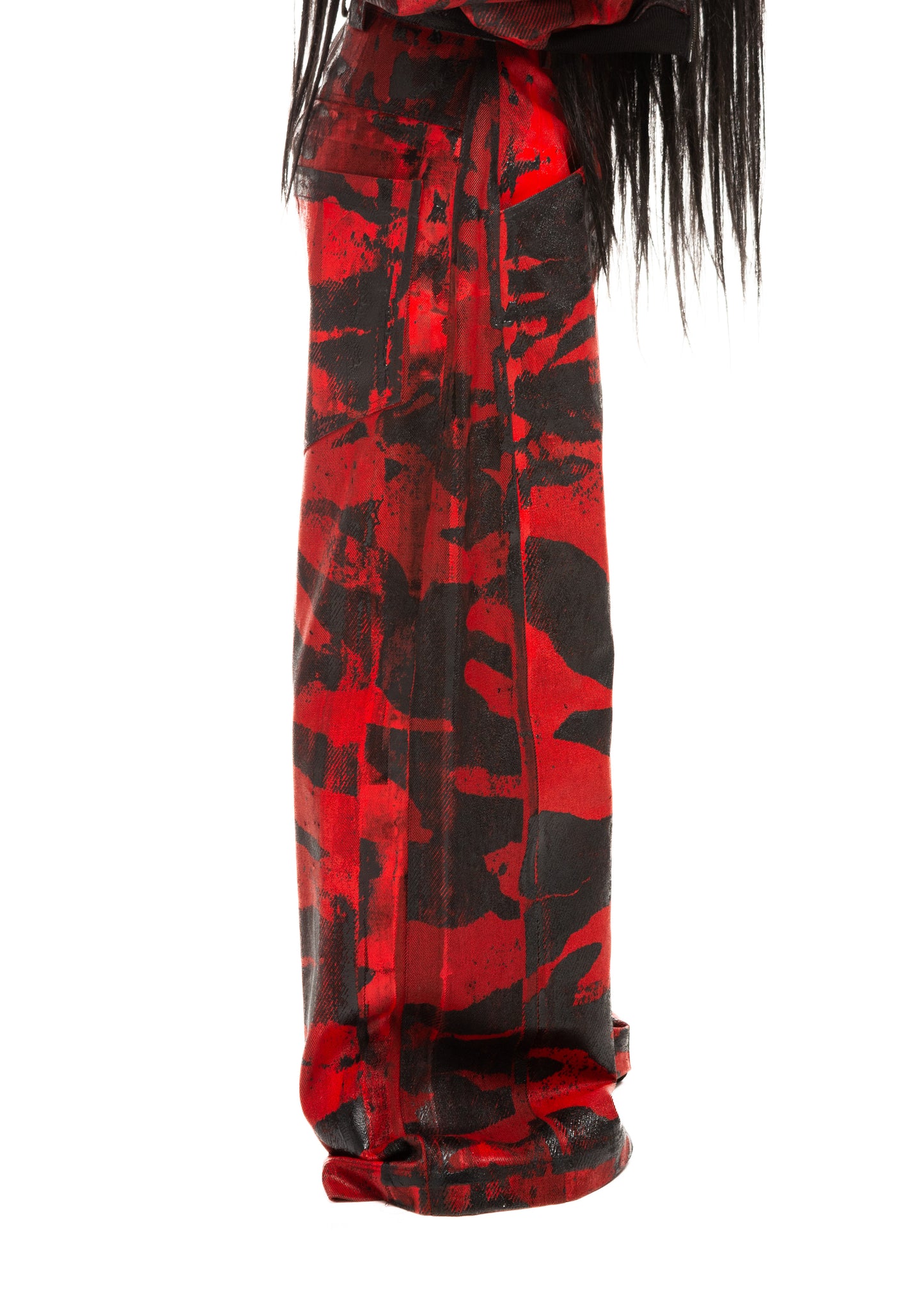 CAMO WAXED RED JEANS