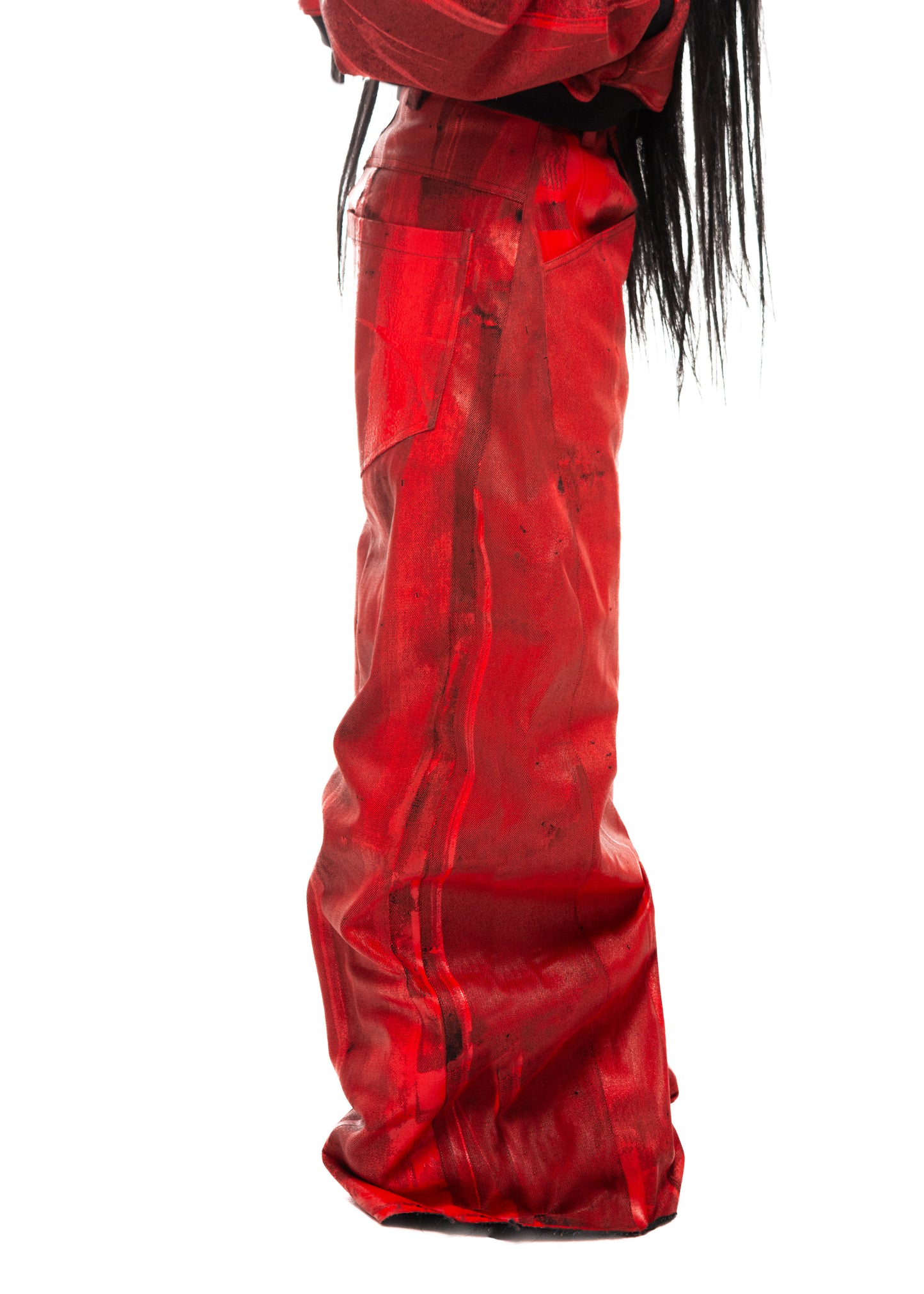 WAXED RED JEANS