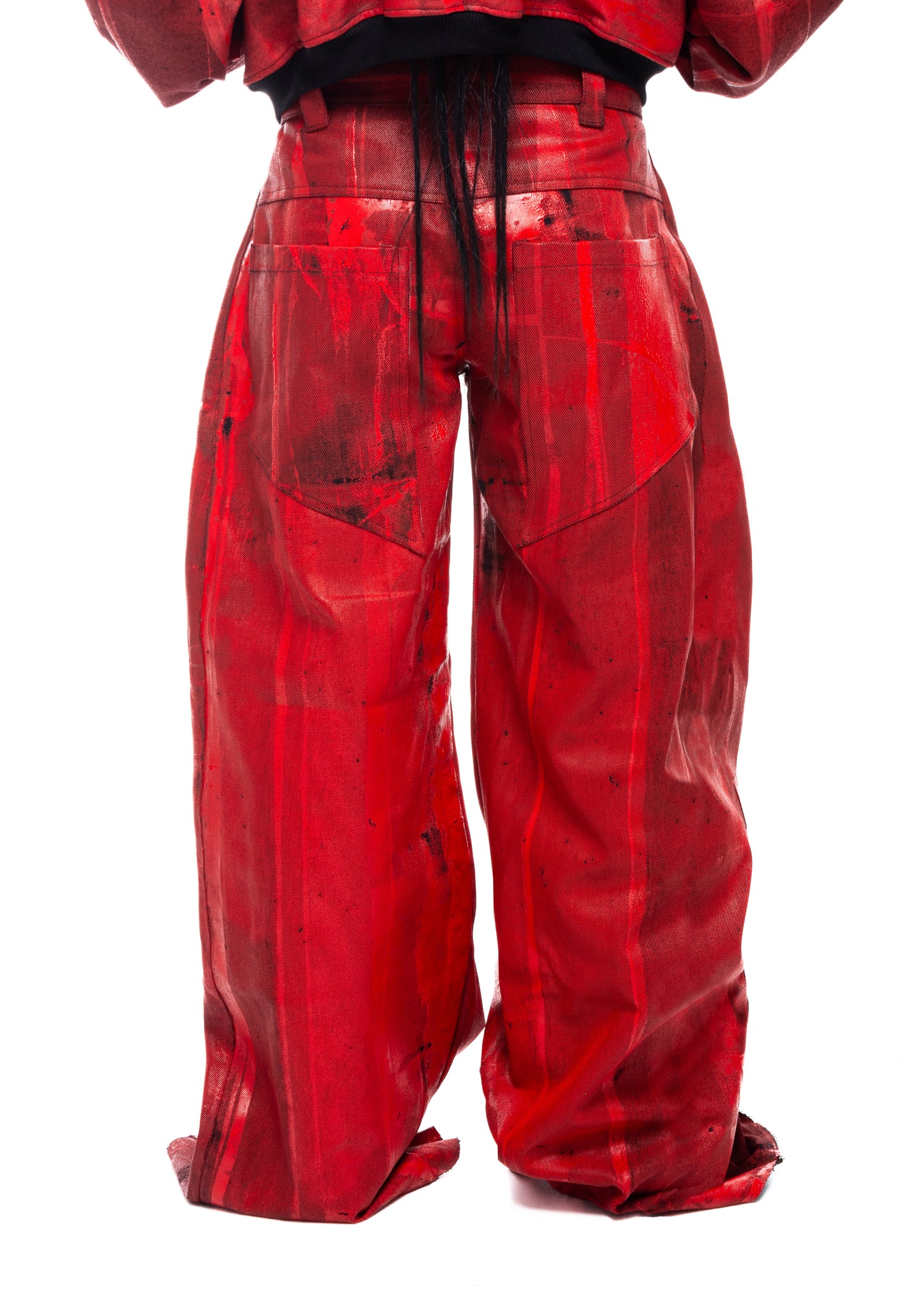 WAXED RED JEANS