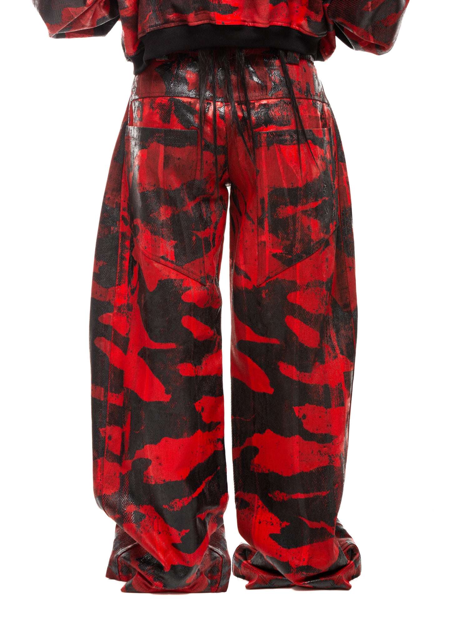 CAMO WAXED RED JEANS