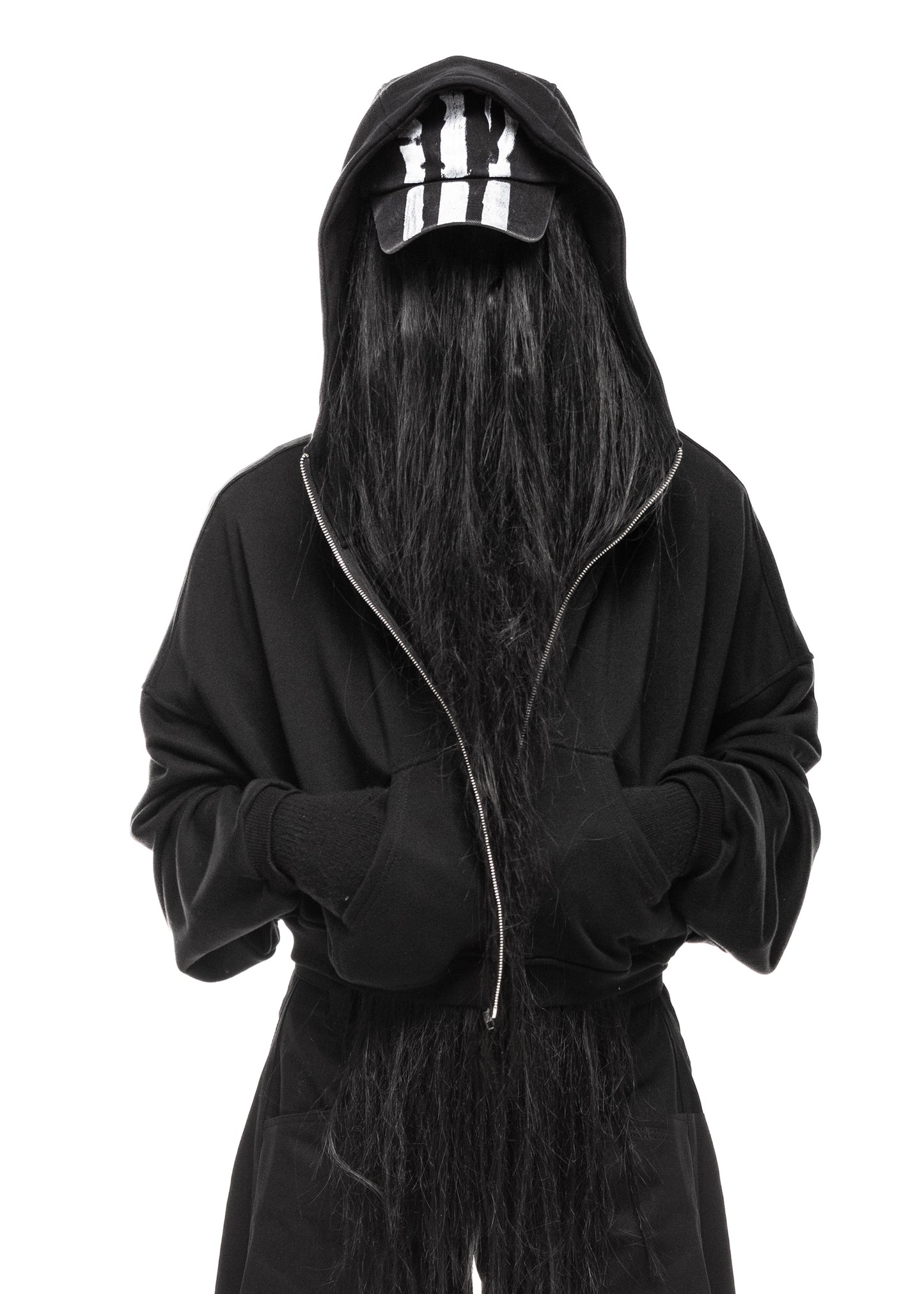 STAIN BLACK ZIP HOODIE