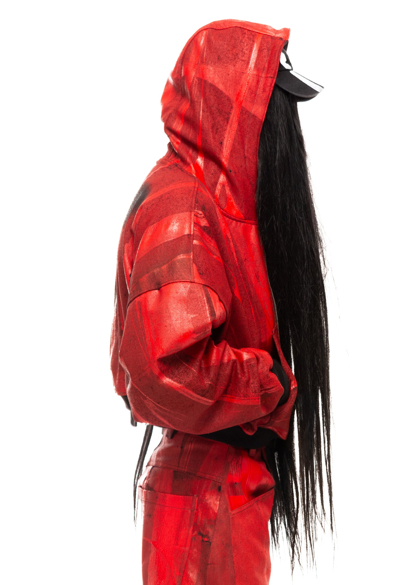STAIN RED ZIP HOODIE