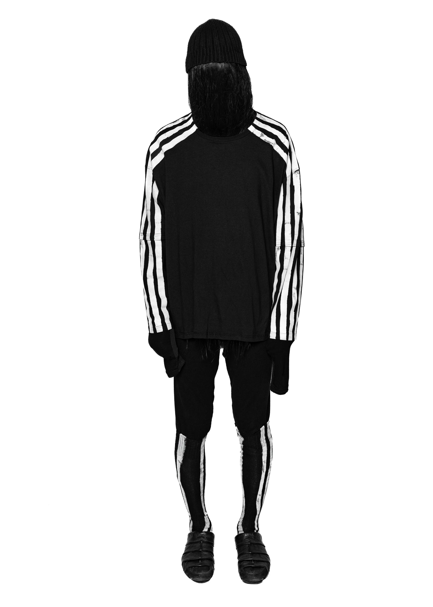 DOUBLE STRIPES BLACK LONG-SLEEVED T-SHIRT