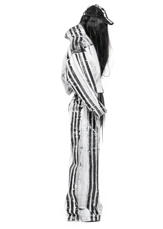 STRIPES WAXED WHITE JACKET