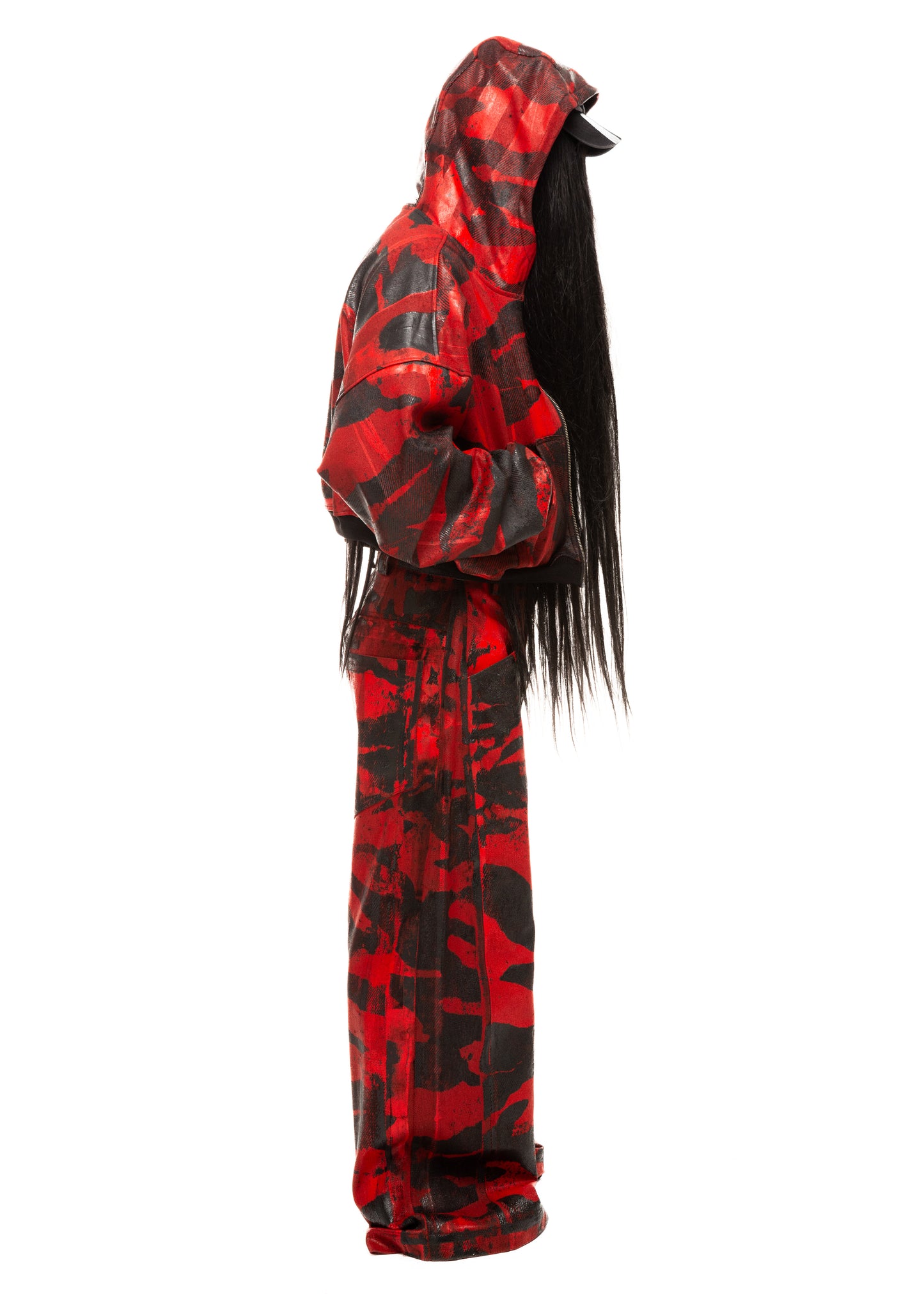 CAMO WAXED RED JEANS