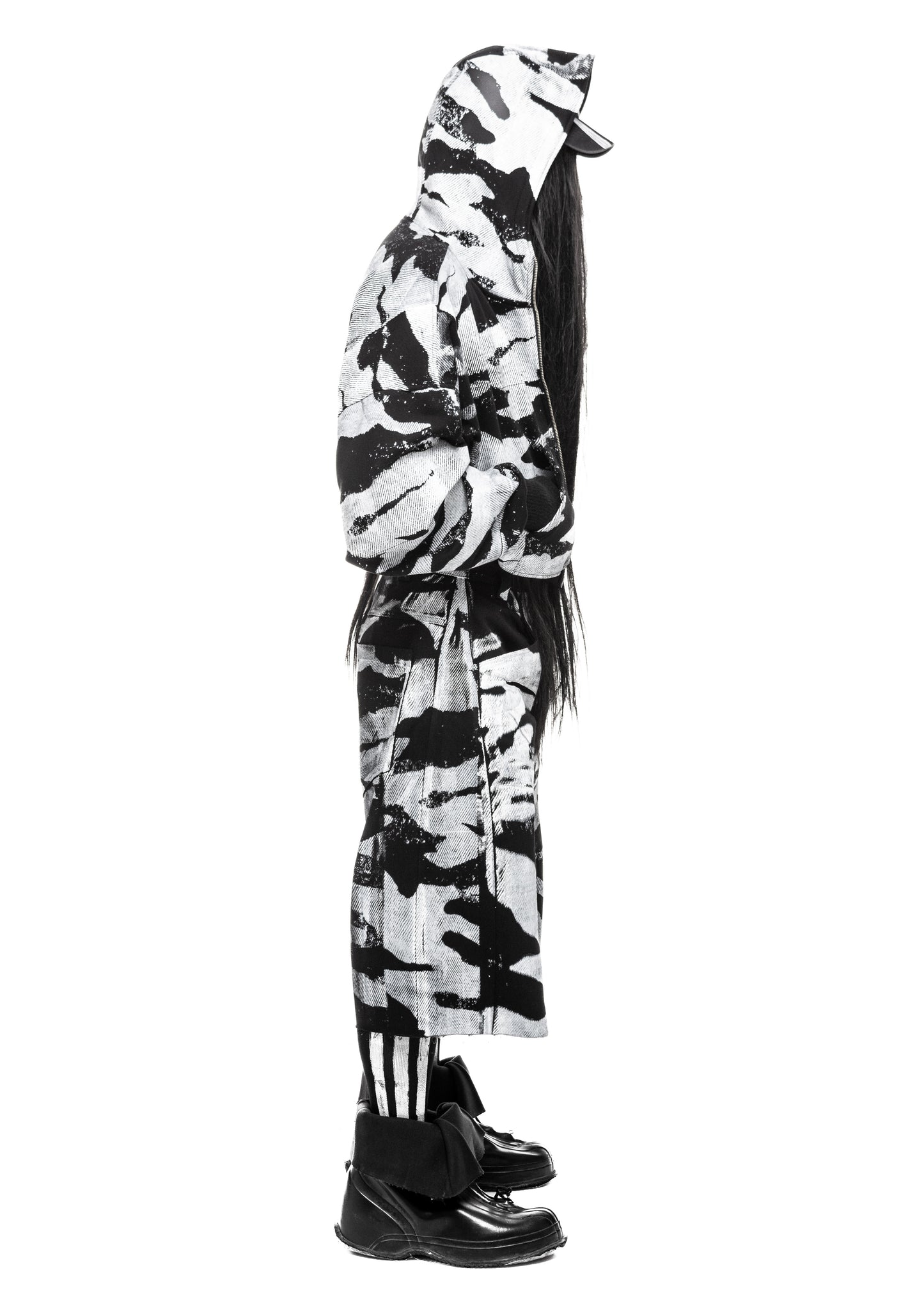 Side view of camo shorts showing length and silhouette – PLA4