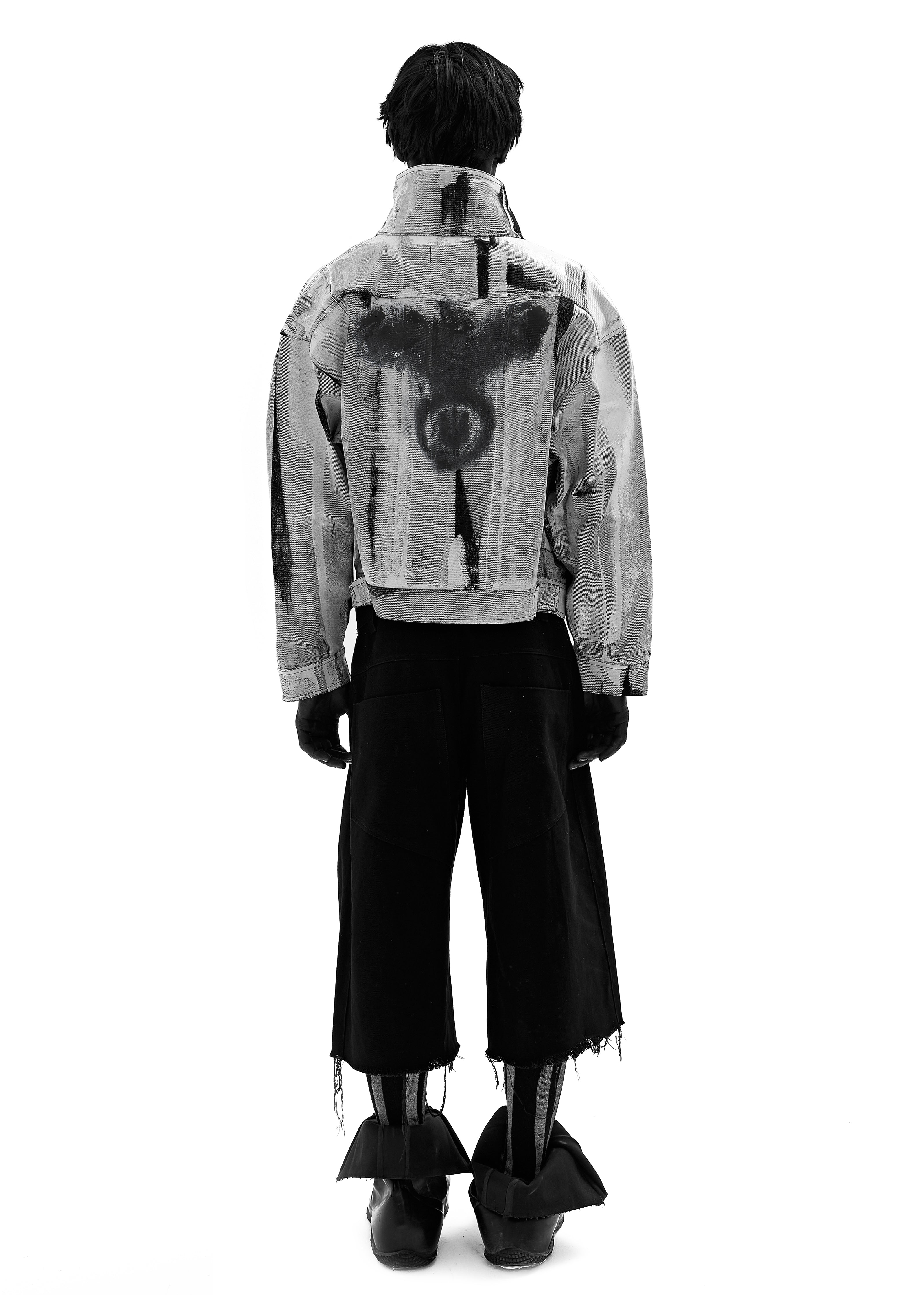 Waxed White Cropped Denim Jacket — Wax Finish, Heavy Cotton | PLA4
