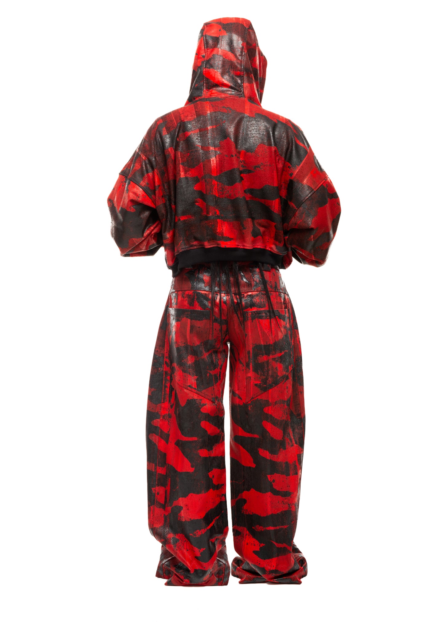 CAMO WAXED RED JEANS