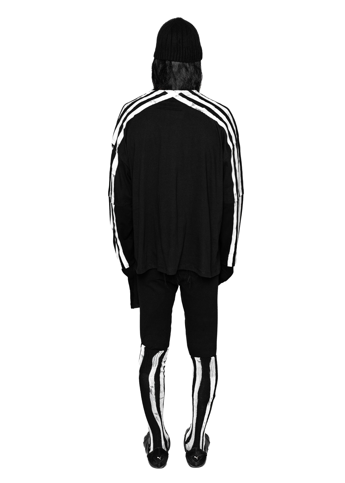 DOUBLE STRIPES BLACK LONG-SLEEVED T-SHIRT