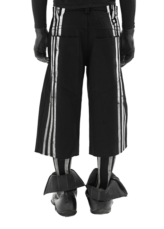 STRIPES BLACK DENIM SHORTS