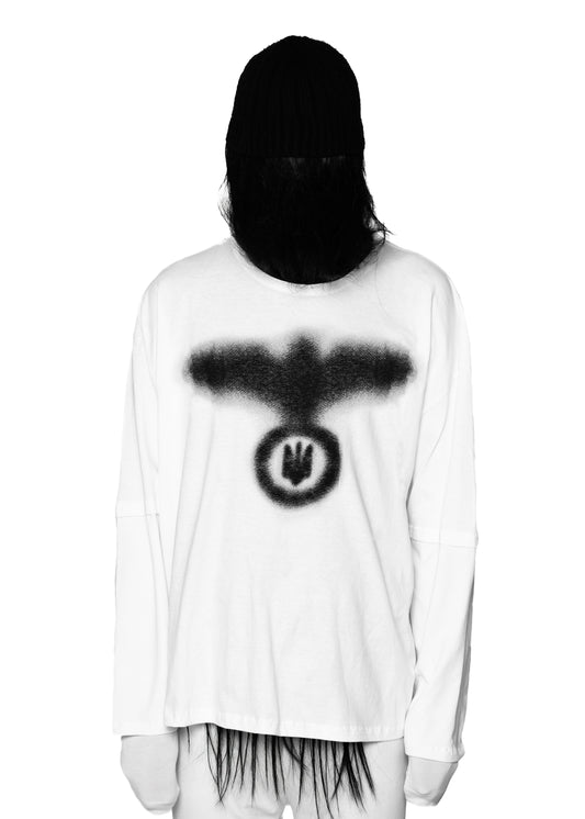 STAIN WHITE LONG-SLEEVED T-SHIRT