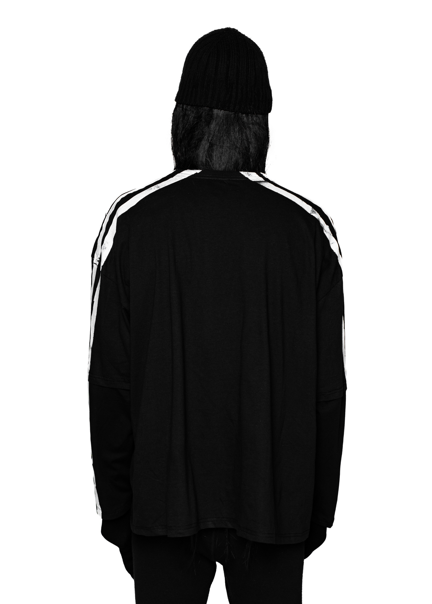 STRIPES BLACK LONG-SLEEVED T-SHIRT