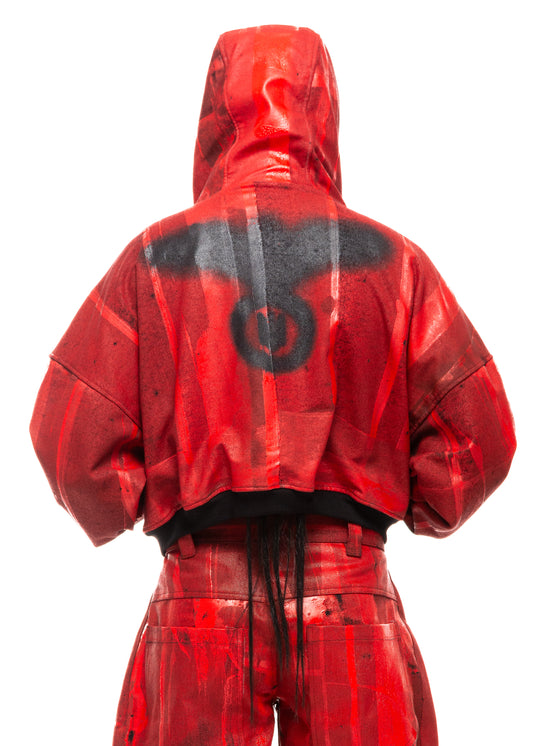 STAIN RED ZIP HOODIE